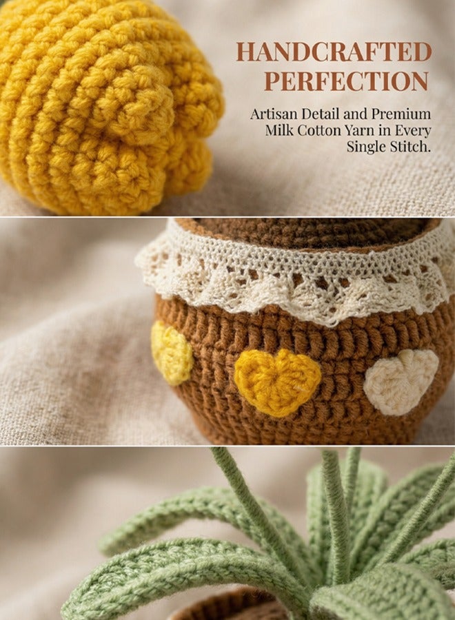 Handmade Crochet Tulip Bouquet in Pot - 3 Color Finished Artificial Flowers for Home Desk Decor, Gift for Mother, Wife, Girlfriend on Mother's Day, Eid - Ready to Use Gift Set - Image 2